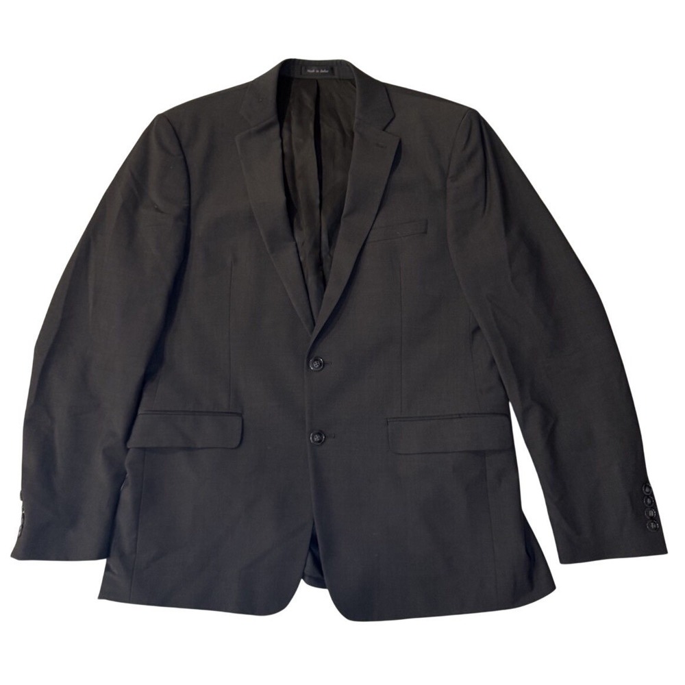 Calvin Klein 2 Piece Wool Suit Mens 42R Charcoal Grey Modern Formal Business - Picture 4 of 16